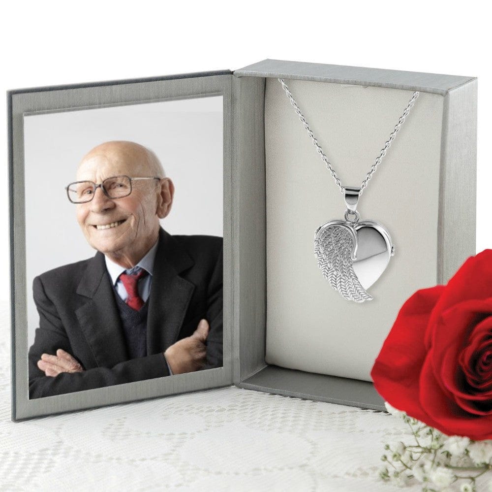 Cara Keepsakes Silver Locket Urns Silver Angel Wing Locket Urn