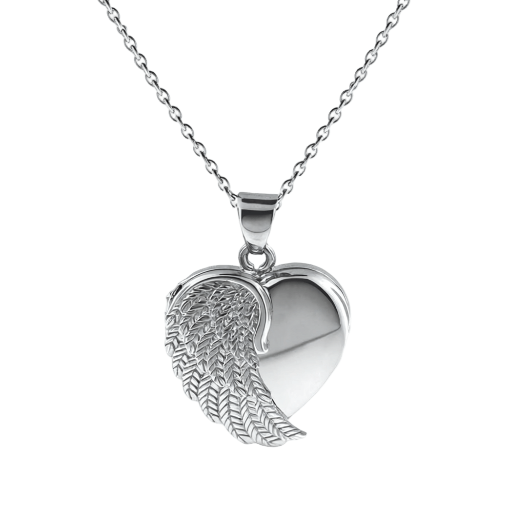 Cara Keepsakes Silver Locket Urns Silver Angel Wing Locket Urn