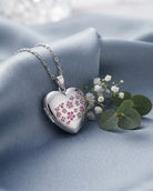 Cara Keepsakes Silver Locket Urns Silver Heart Locket Urn - Flowers
