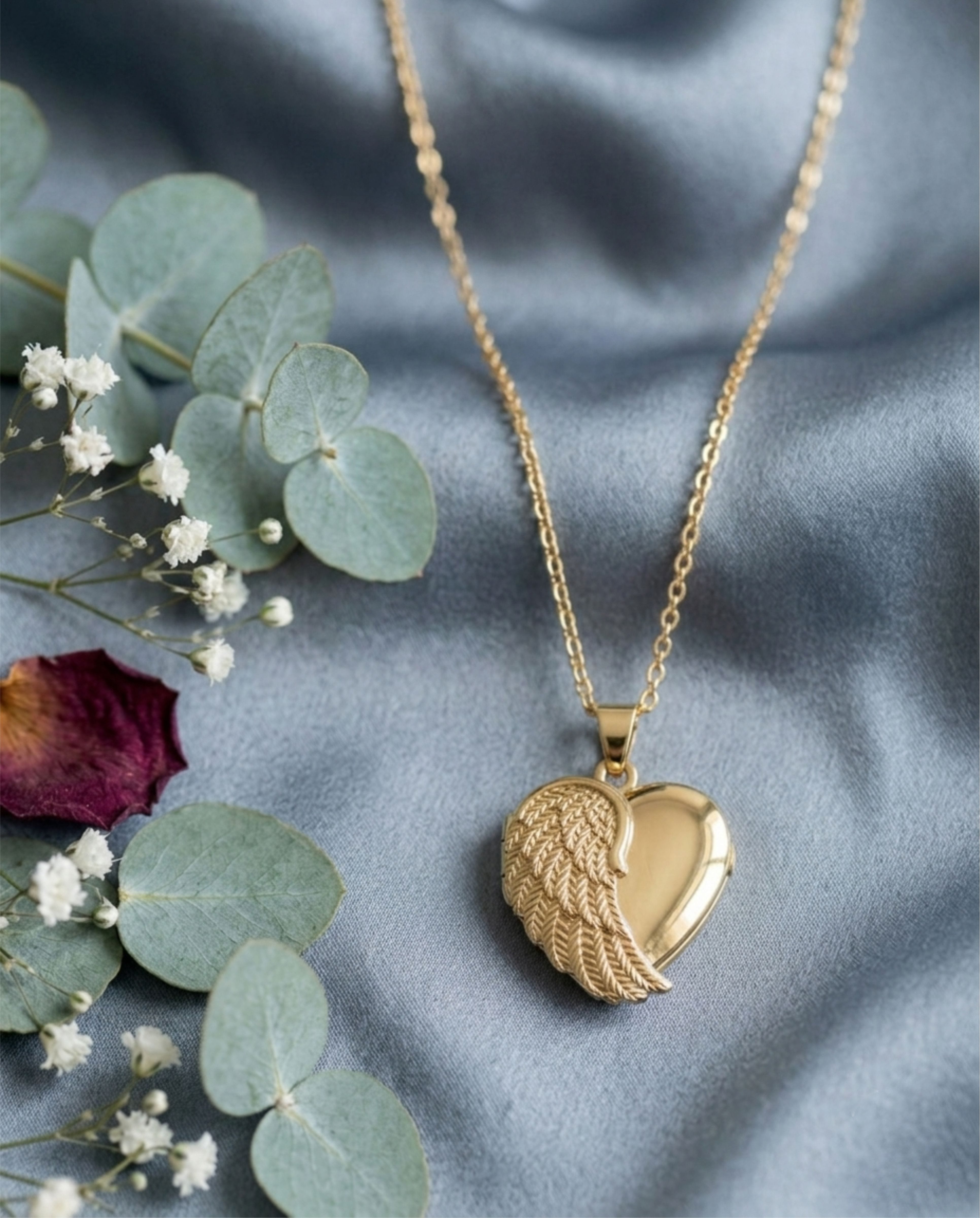 Cara Keepsakes Gold Locket Urns Gold Angel Wing Locket Urn (10K)
