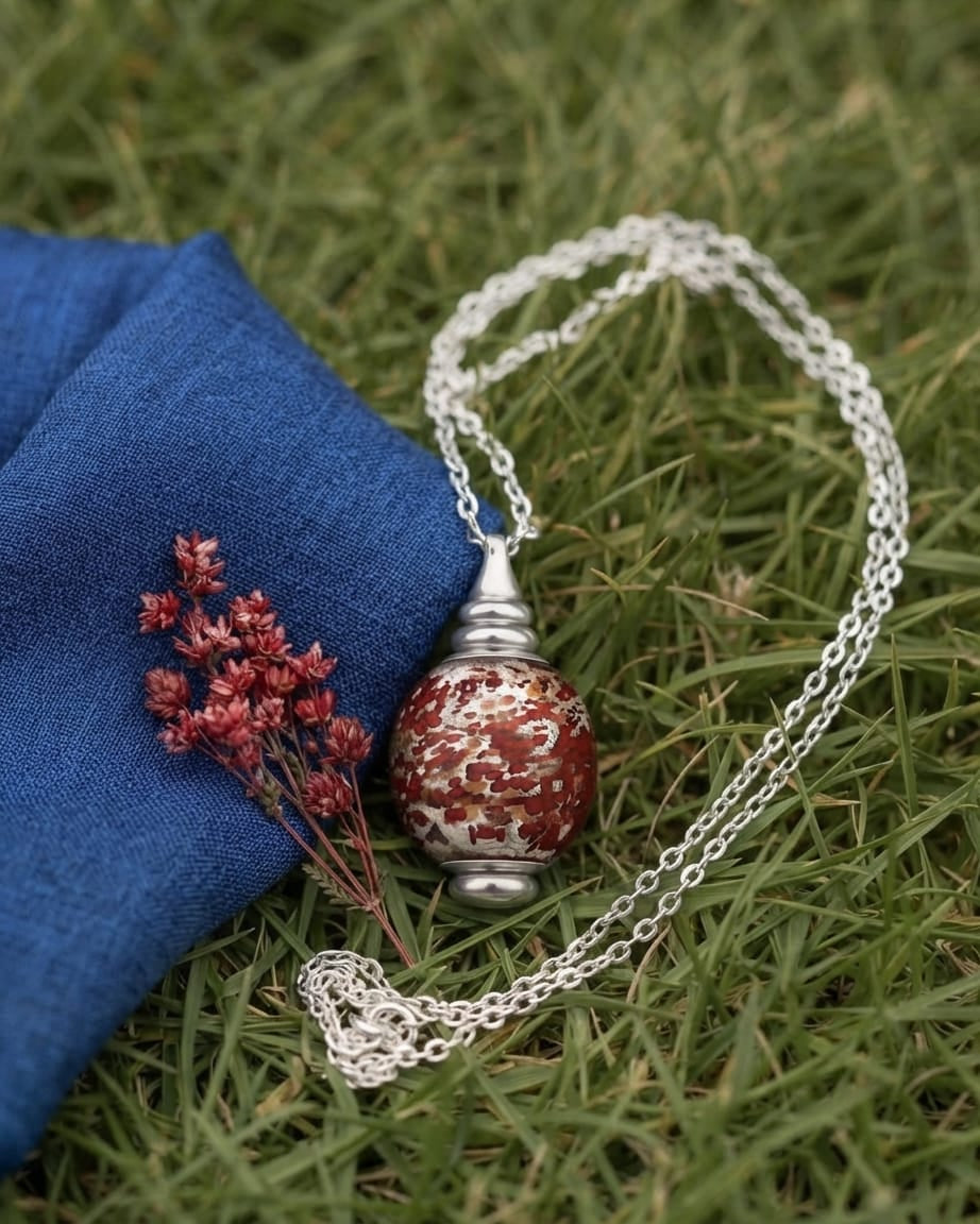 Cara Keepsakes Murano Glass Pendant Urns Murano Glass Pendant Urn - 'Beloved' Olive