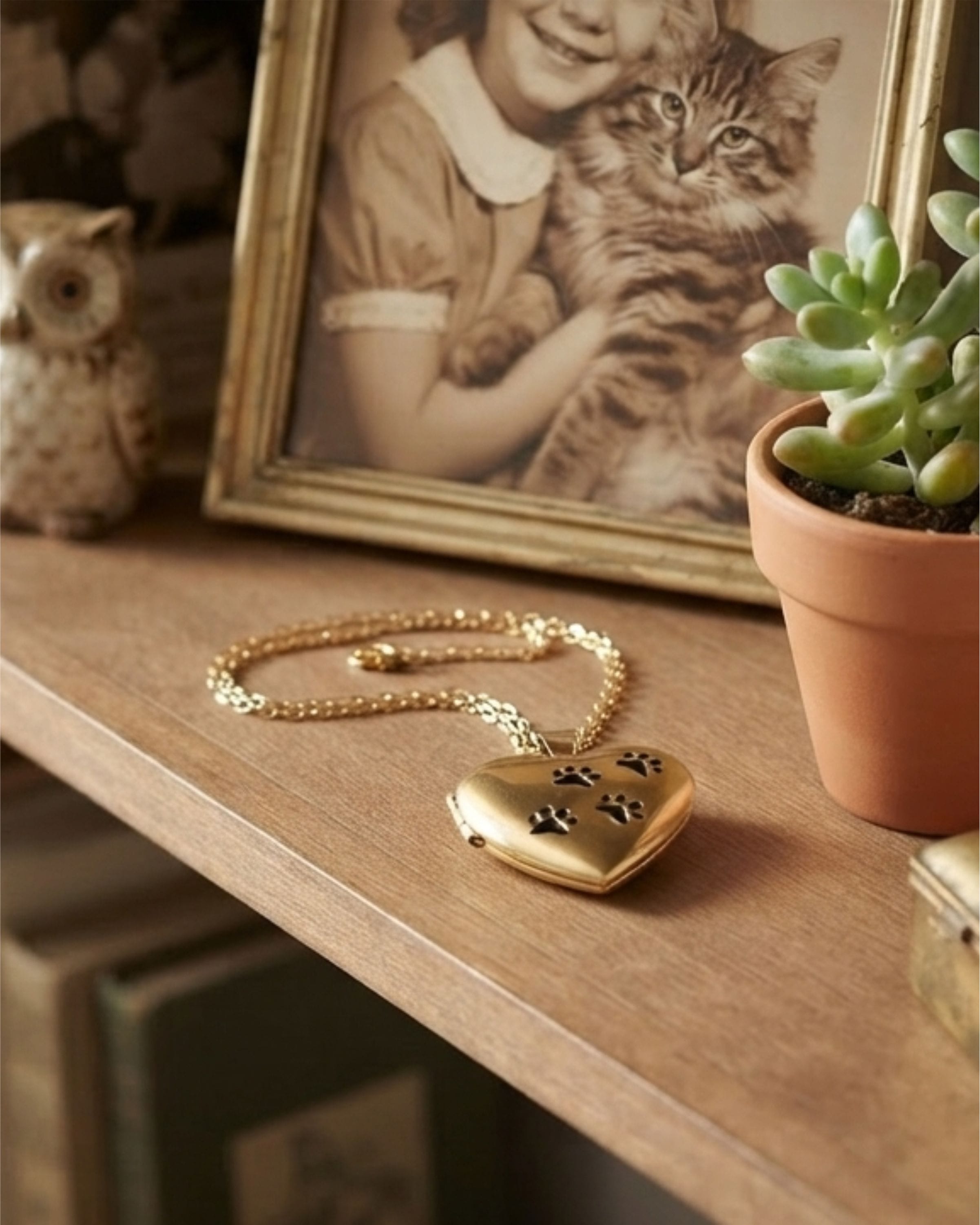 Cara Keepsakes Gold Locket Urns Gold Paw Print Locket Urn (10K)