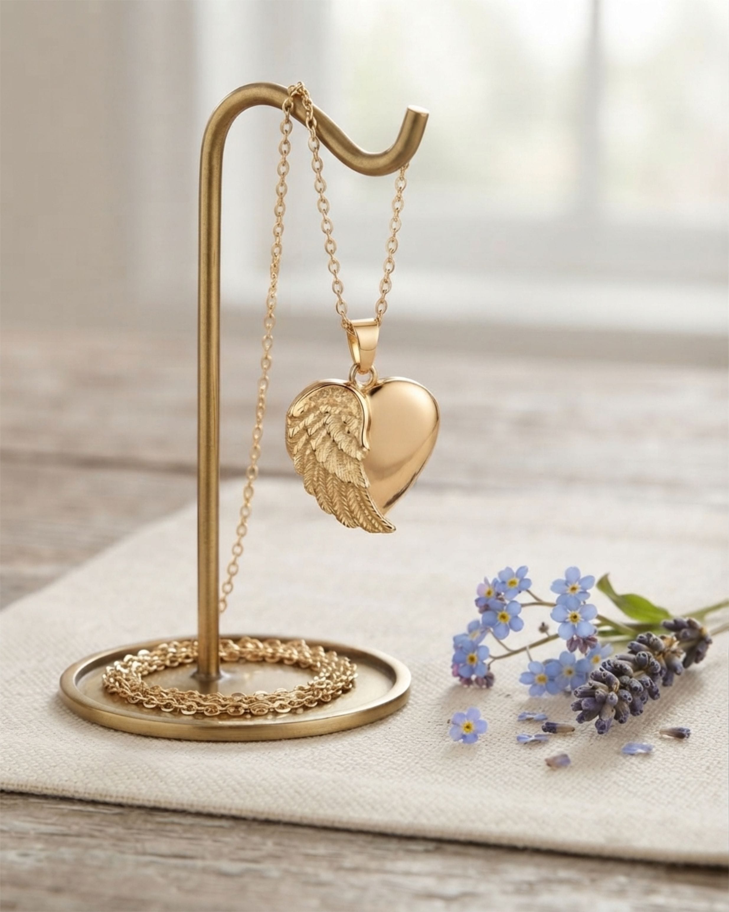 Cara Keepsakes Gold Pendant Urns Gold Angel Wing Pendant Urn (10K)