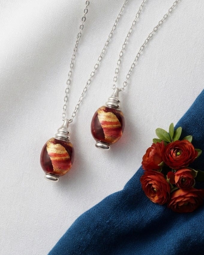 Cara Keepsakes Murano Glass Pendant Urns Murano Glass Pendant Urn - 'Beyond the Sunset' Olive