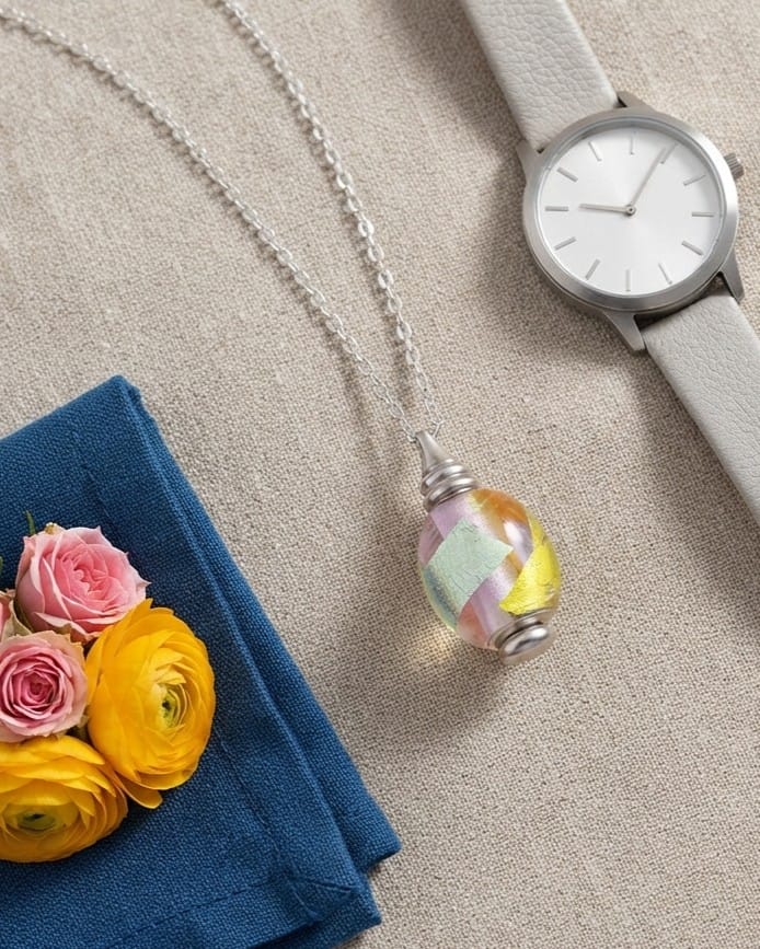 Cara Keepsakes Murano Glass Pendant Urns Murano Glass Pendant Urn - 'Loving Whispers' Olive