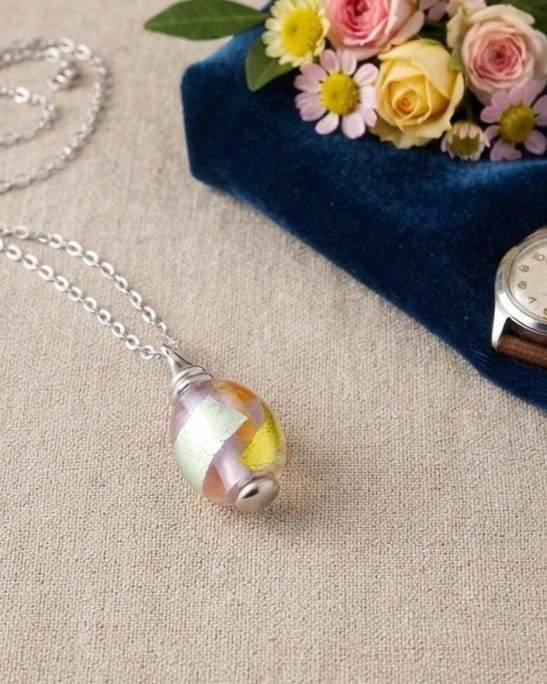 Cara Keepsakes Murano Glass Pendant Urns Murano Glass Pendant Urn - 'Loving Whispers' Olive