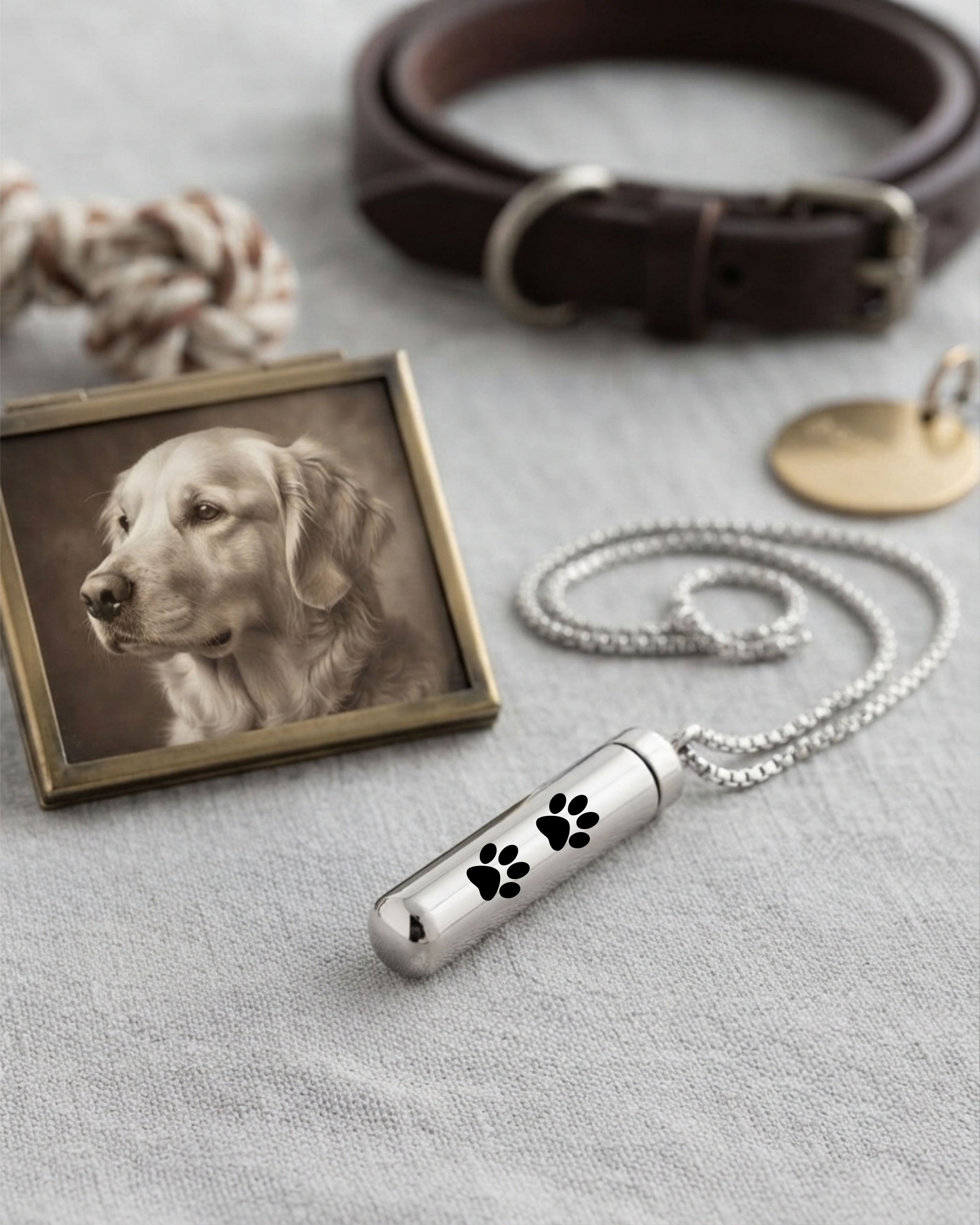 Cara Keepsakes Stainless Steel Stainless Steel Paw Print Cylinder Urn