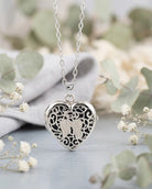 Cara Keepsakes Silver Locket Urns Black Angel Heart Locket Urn
