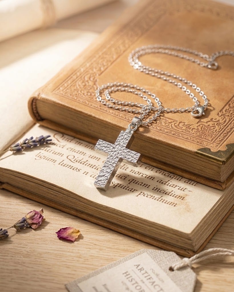 Cara Keepsakes Silver Pendant Urns Hammered Cross Pendant Urn