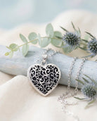 Cara Keepsakes Silver Locket Urns Silver Filigree Heart Locket Urn