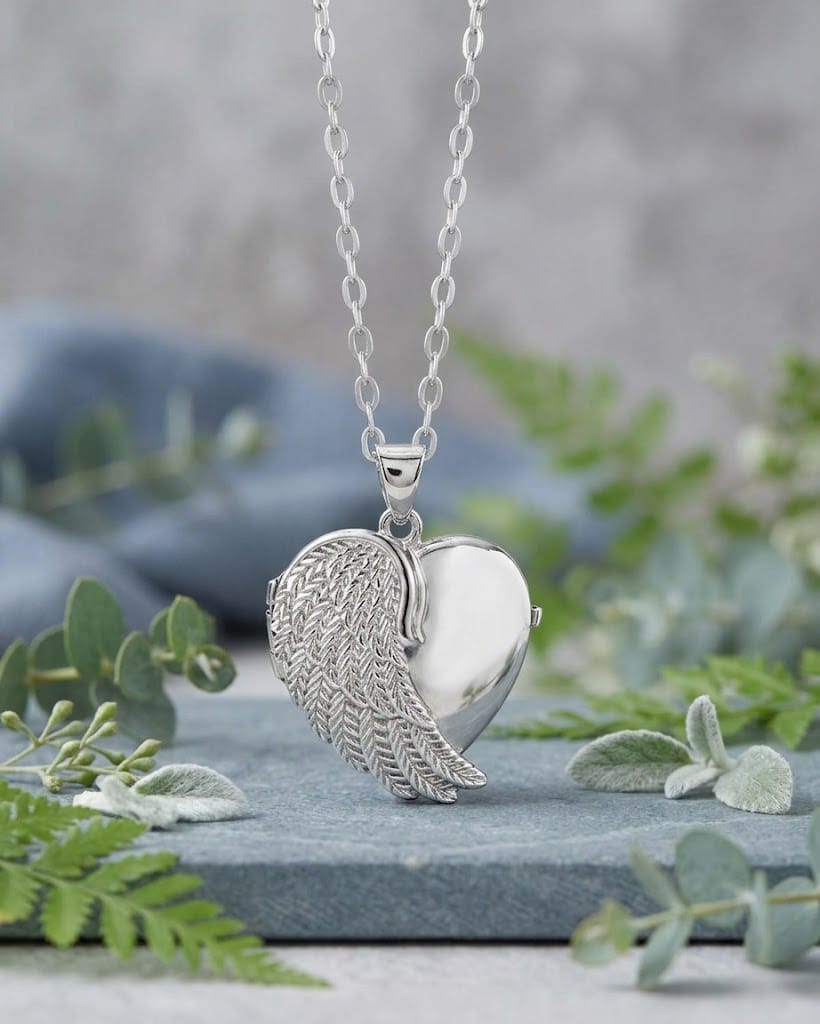 Cara Keepsakes Silver Locket Urns Silver Angel Wing Locket Urn