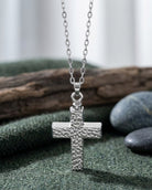 Cara Keepsakes Silver Pendant Urns Hammered Cross Pendant Urn