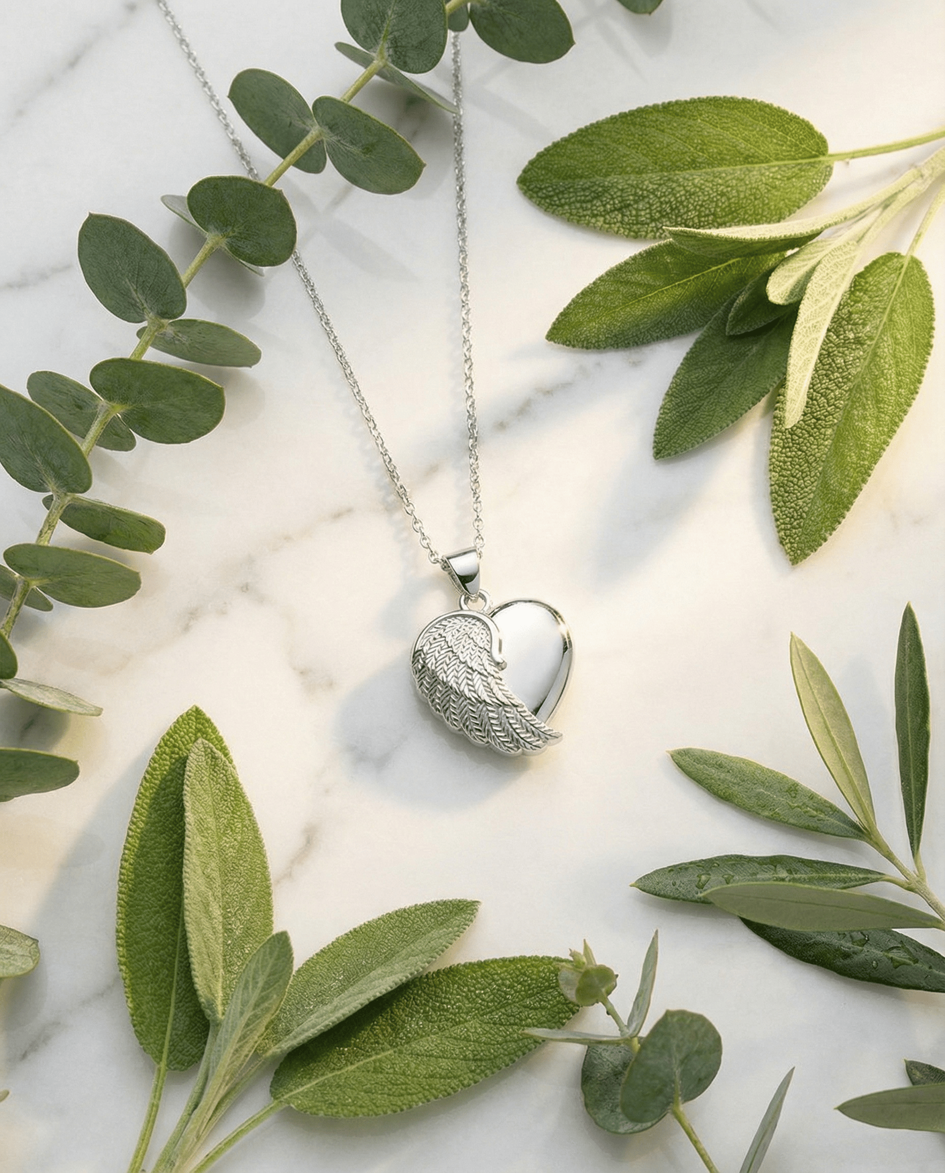 Cara Keepsakes Silver Pendant Urns Angel Wing Pendant Urn