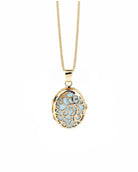 Cara Keepsakes Gold Locket Urns Turquoise Gold Filigree Oval Locket Urn (14K)