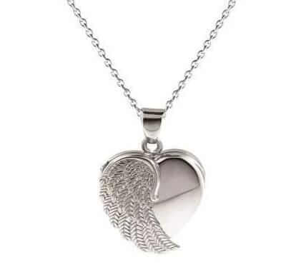 angel wing locket urn and chain
