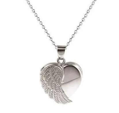 angel wing locket urn and chain
