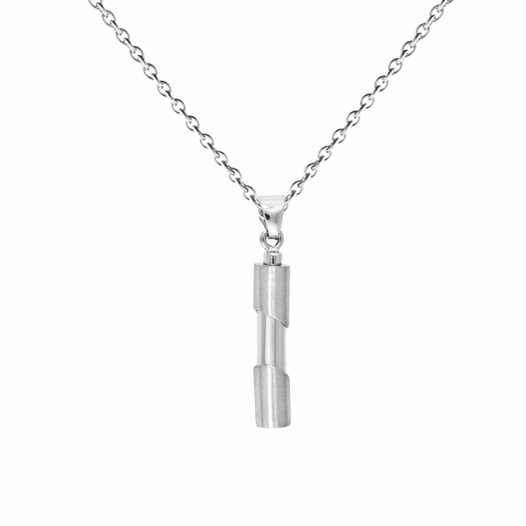 Sterling Silver Cylinder Urn | Cremation Necklace for Men | Holds Ashes | 20 Chain