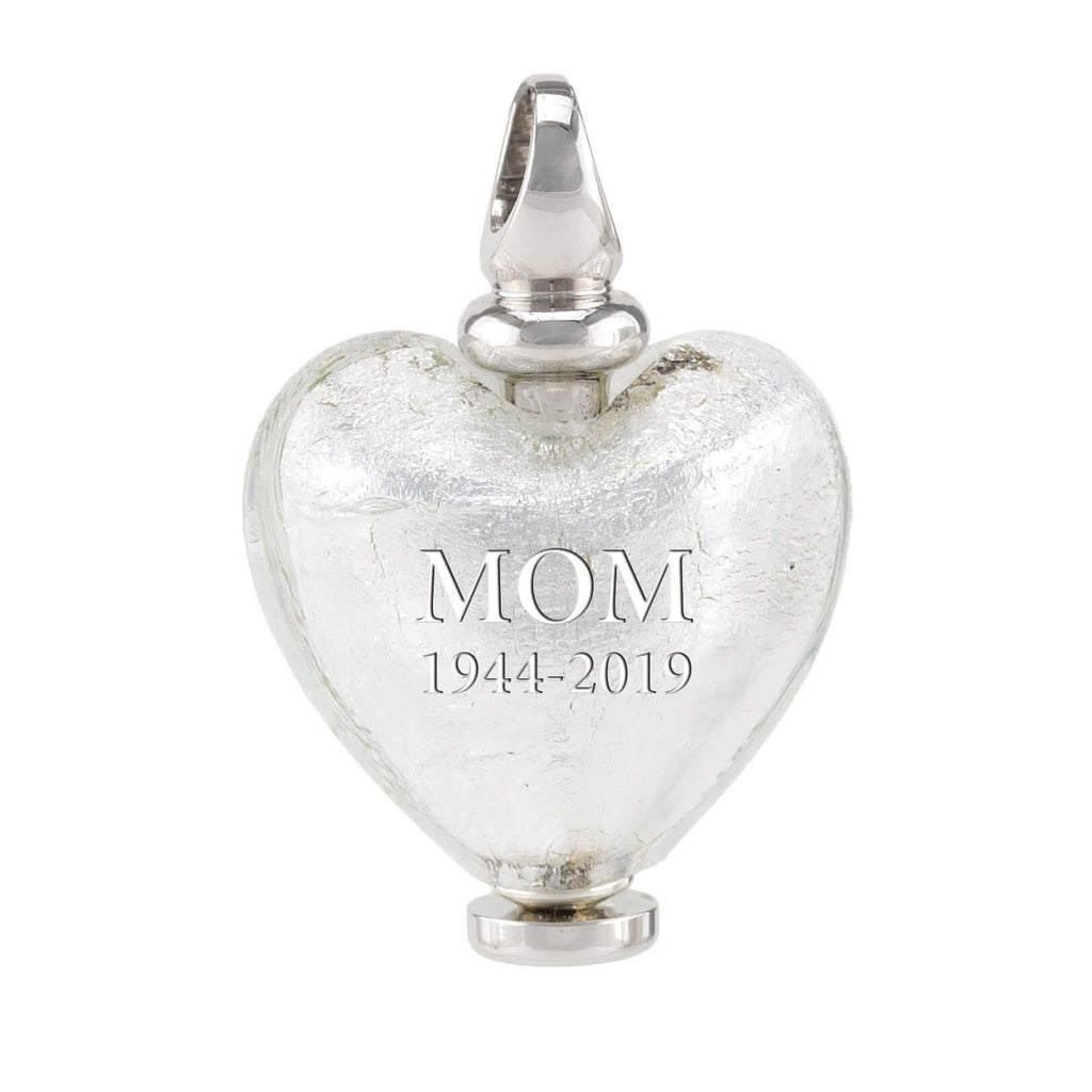 Cara Keepsakes Murano Glass Heart Urn - April sample engraving