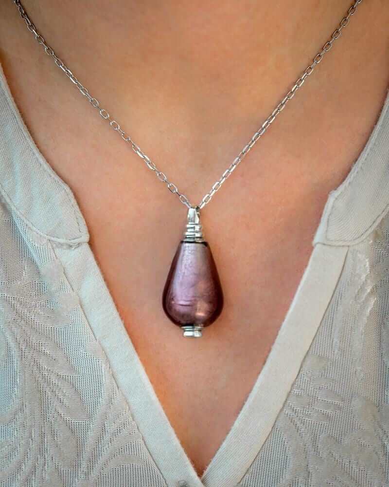 Cara Keepsakes Murano Glass Pendant Urns Murano Glass Pendant Urn - 'Orchid Mist'
