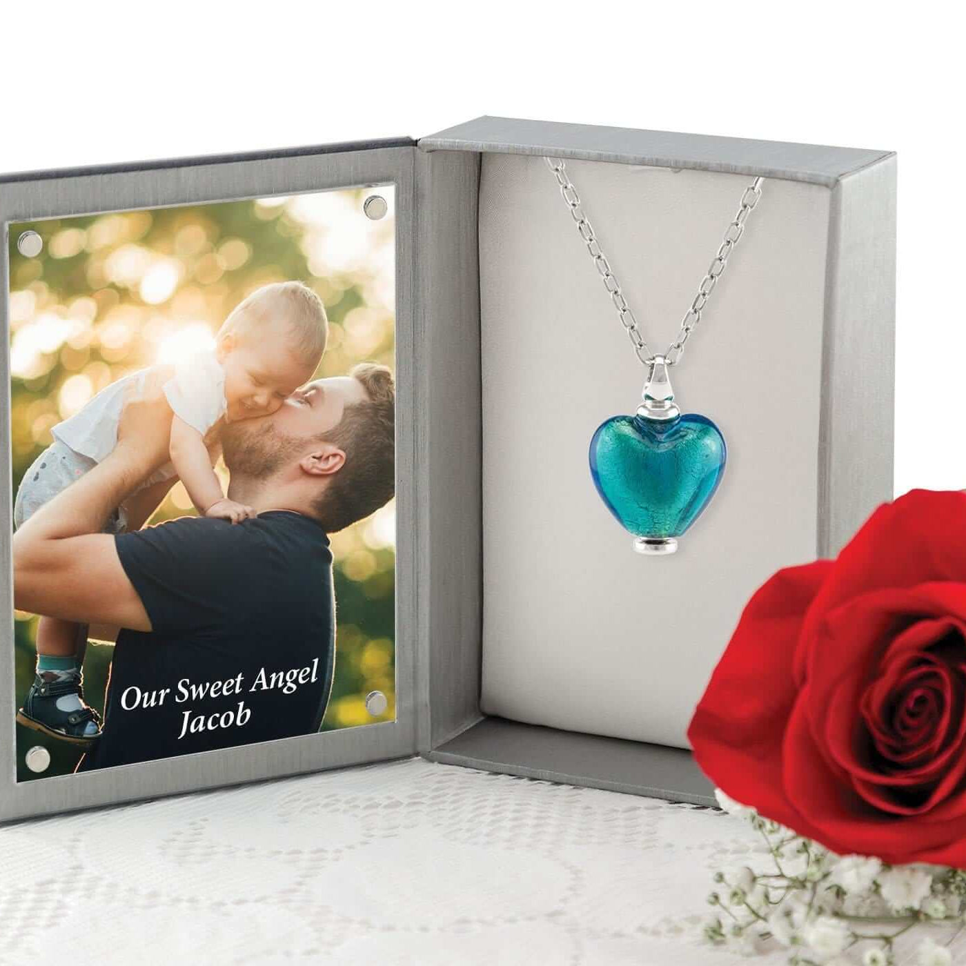 Cara Keepsakes Murano Glass Heart Urn - December in jewelry box
