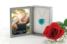 Cara Keepsakes Murano Glass Heart Urn - December in jewelry box