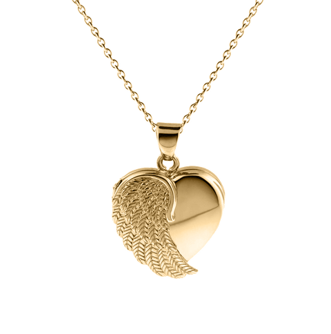 14K Gold Angel Wing Locket Urn Heartfelt Keepsake