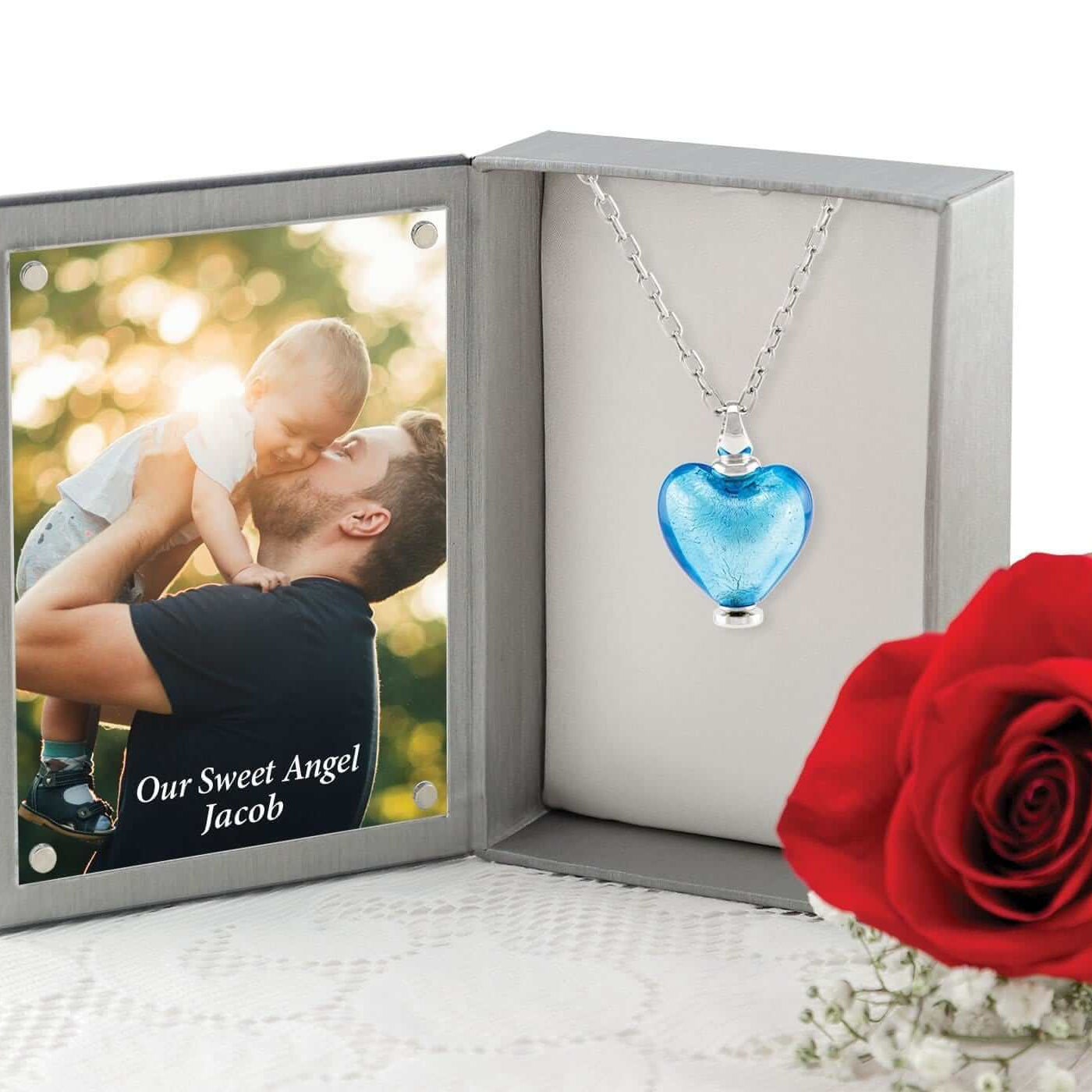 Cara Keepsakes Murano Glass Heart Urn - March in jewelry box