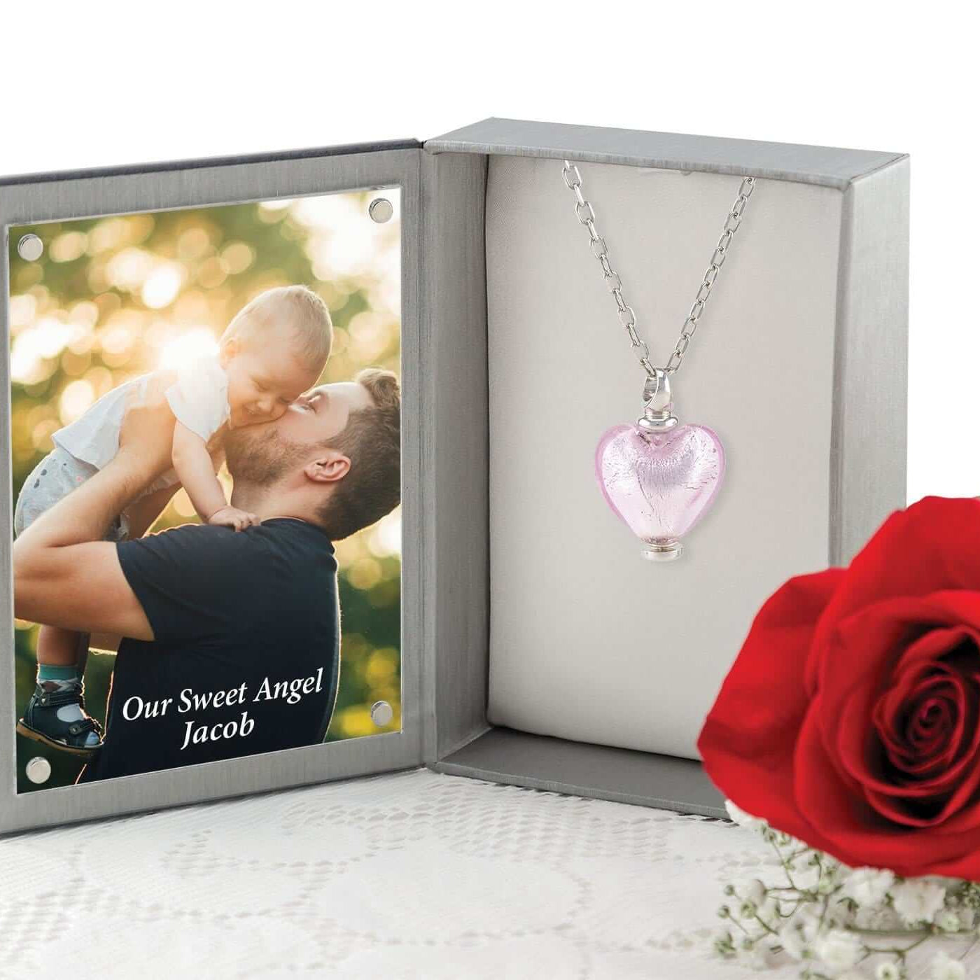 Cara Keepsakes Murano Glass Heart Urn - October in jewelry box