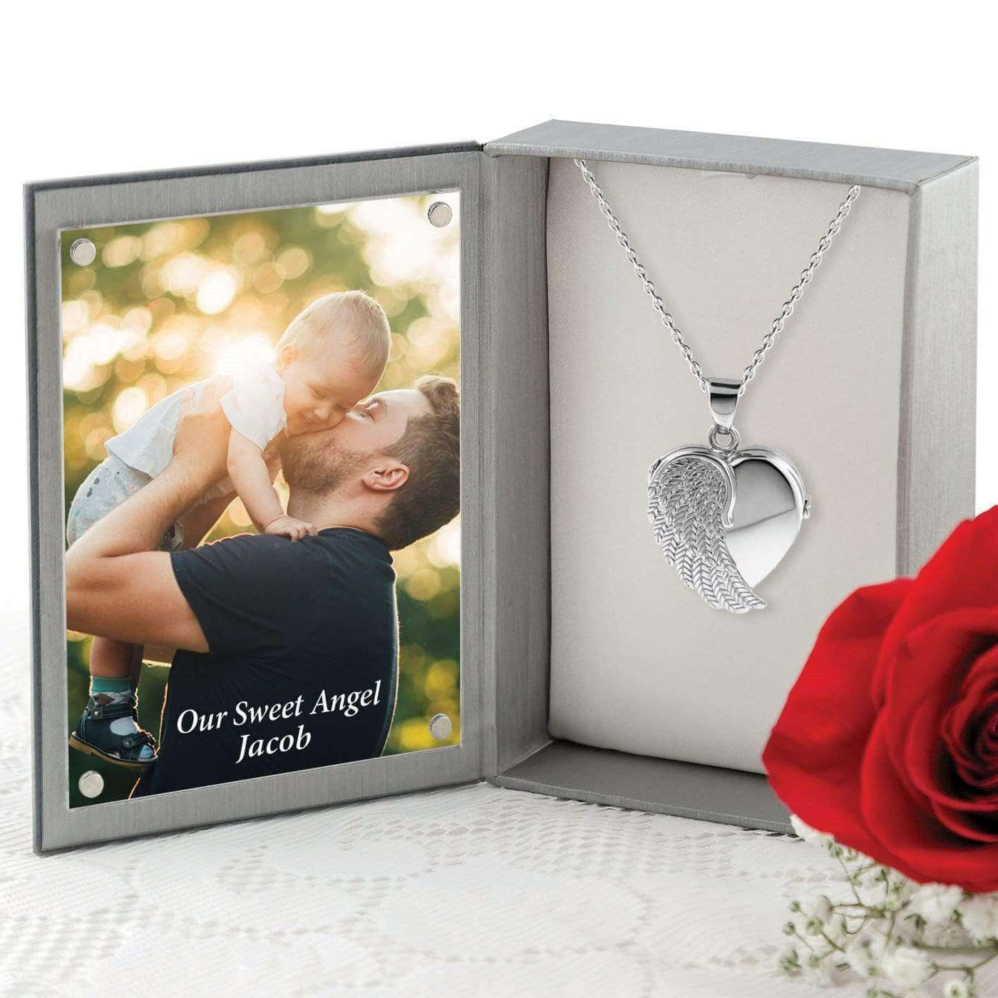 Cara Keepsakes Silver Locket Urns Silver Angel Wing Locket Urn